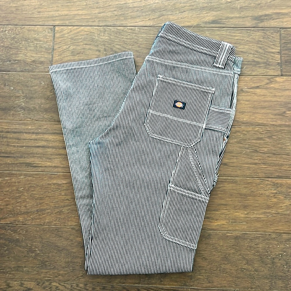 Dickies Women's Relaxed Straight Carpenter Hickory Stripe Pant, size 10 R Women